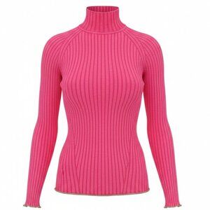 Ramy Brook Hot Pink Ribbed Turtleneck Sweater